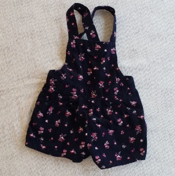 Vintage Other - Vintage Navy Floral Corduroy Overalls